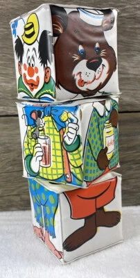 De colección 1977 Cubos de espuma apilables cubiertos de vinilo Dolly Toy Co viñeta decoración navideña Foto 1 de 4