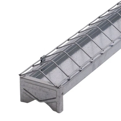 Kükenfuttertrog 50cm, verzinkt, linear, Futtertrog, mit abklappbarem Fressgitter - Bild 1 von 2