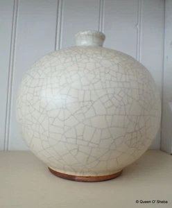 Studiokeramik Crackleware Topf groß Bolbous monogrammiert Vintage - Bild 1 von 12