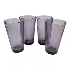 Circleware Drinking Glasses Purple Amethyst Vertical Ribs Inside 14 oz Set of 4 - Picture 1 of 8