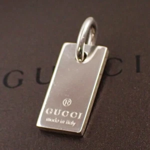 GUCCI Logo Pendant Necklace Top Charm Silver AG925 Italy 01YH232 - Picture 1 of 9