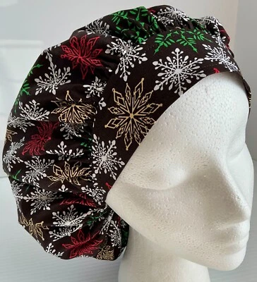Christmas Snowflake Adjustable Scrub Cap Medical Bouffant Medium Surgery Hat - Image 1 of 4