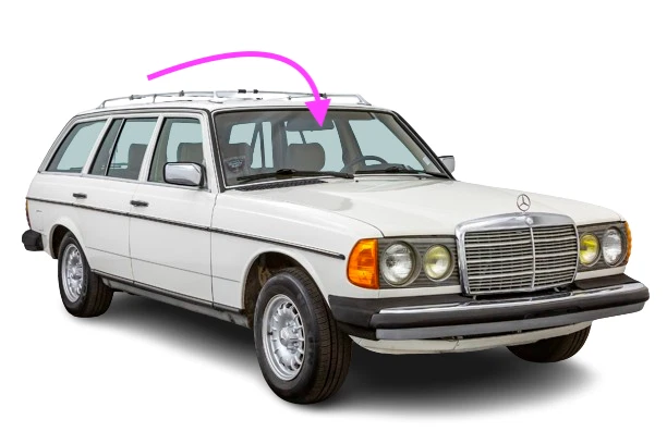 Fits: 1977-1985 Mercedes Benz 230,240D,280E,300D 4D Sedan Front Windshield Glass - Image 1 of 4