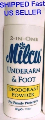 1 Lg Bottle 80g Milcu 2 in 1 Underarm & Foot Deodorant Body Powder  - Image 1 of 2