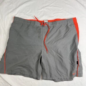 Men Size 3XL TG Nike Swim Trunks 7" inseam color Orange Grey lined L021024 Stain - Picture 1 of 6