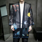 Mens Raglan Sleeve Chiffon Cardigan Kimono Shirt Robe Loose Top Japanese Retro