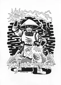 Raiden from Mortal Kombat - Original A3 (29.7 x 42cm) ink drawing by Jack Teagle - Picture 1 of 1