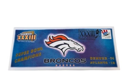 Denver Broncos recuerdos Super Bowl XXXIII 1999 Elway NFL sobre sello AL1 Foto 1 de 3