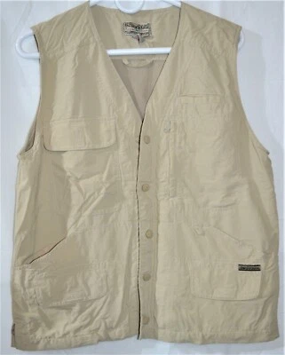 女士 Royal Robbins 钓鱼背心,尺寸小号米色,纽扣前袋 — 第 1/4 张图片