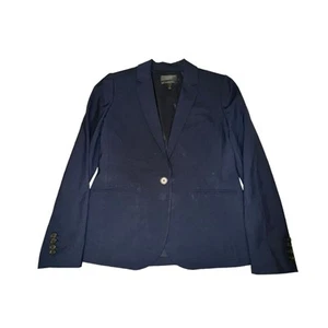 J Crew Campbell Blazer Women 8 Blue Wool Blend Bi Stretch Pocket 1 Button Jacket - Imagen 1 de 10