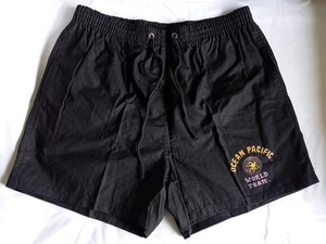 VINTAGE OCEAN PACIFIC WORLD TEAM MENS BLACK SWIMMING SURFING SHORTS SIZE L - Picture 1 of 8