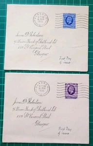 1935 KGV 2 1/2 d + 3d photogravure PAIR FDC Glasgow 18 MAR 1935 Wavy - Picture 1 of 5