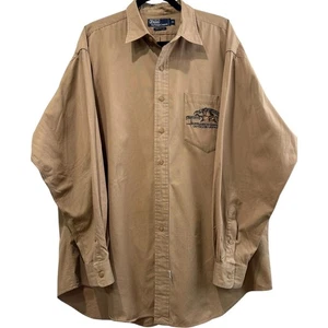 Vintage Polo Ralph Lauren Sportsman Shirt XL Khaki Ducks Embroidered Outdoor 90s - Picture 1 of 4