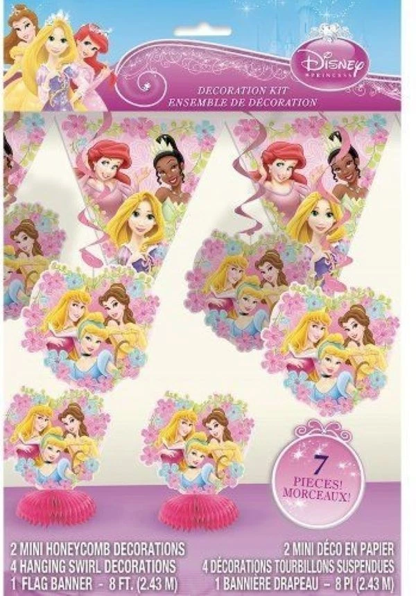 Kit Decoración Princesa Disney Banner, Remolinos Colgantes, Panal 7 Piezas, NUEVO Foto 1 de 1