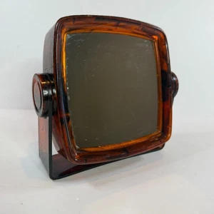 Specchio vanità girevole finto tartaruga vintage anni 80 doppia faccia plastica - Foto 1 di 7