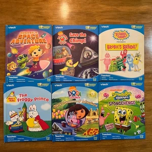 Vtech Bugsby Reading System Lot Of 6 Vtech Bugsby Books- Dora- SpongeBob- Brobee - Picture 1 of 13