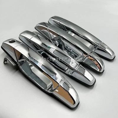 4 хромированные передние и задние дверные ручки подходят для Chevy Silverado GMC Cadillac - Изображение 1 из 4