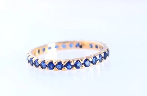 Anillo de aniversario de piedras preciosas de zafiro azul natural sólido... - Imagen 1 de 1