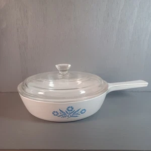 Vintage Corning Ware Sauce Pan P-83-B 6.5" Blue Cornflower & Pyrex P-83-C Lid - Picture 1 of 3