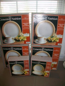 NEW Crowning Fashion Golden Band Tawny Willows 16 pc Set 4 Place Settings - Picture 1 of 3