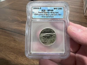 2005-P WV West Virginia State Quarter MS Satin Finish - ICG SP69 - Picture 1 of 5