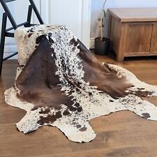 NEW 100%  REAL COWHIDE SKIN HIDE, PREMIUM  QUALITY AREA RUG CARPET BROWN & WHITE