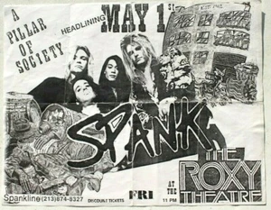 Vtg 1980s 1990s Punk Rock Hair Band Concert Flyer - Spank (The Roxy) May 1st - Picture 1 of 1