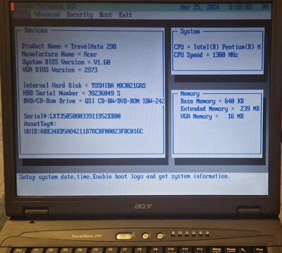 laptop vintage Acer Travelmate 290LCi - Immagine 1 di 4