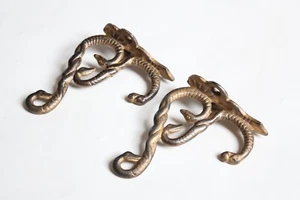 antique vintage snake hooks | serpent hooks iron victorian coat folk fauna old - Picture 1 of 11