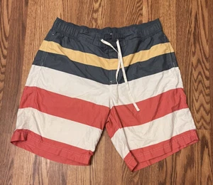 LL Bean XL Drawstring Swim Trunks Adult Striped Multi Color Extra Large - Picture 1 of 5
