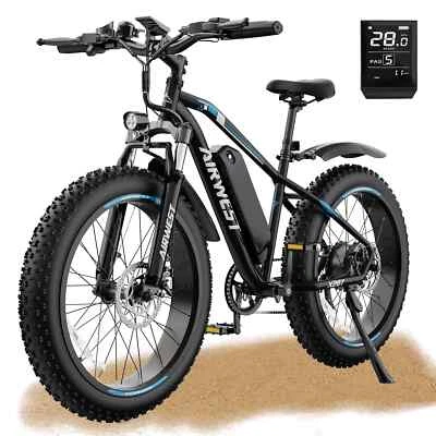 Neumático grueso 26", 48 V 25 MPH 60 millas de alcance, suspensión delantera de 7 velocidades - bicicleta eléctrica de montaña Foto 1 de 4