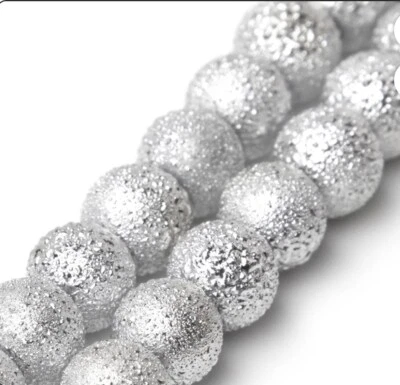 "Cuentas texturizadas de plata brillante de vidrio checo 8 mm cantidad: 15"" hilo" Foto 1 de 3