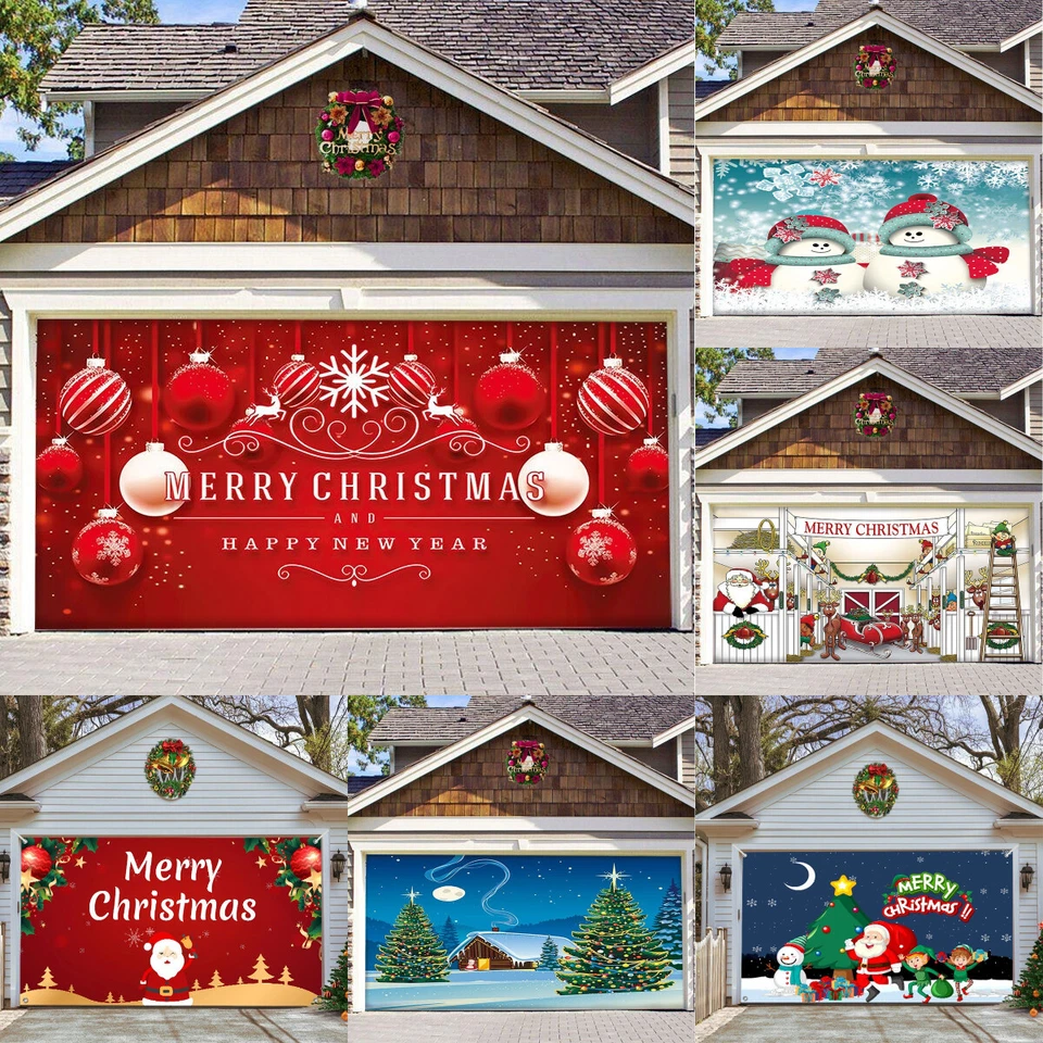 7x16Ft Large Merry Christmas Banner Garage Door Cover Xmas Outdoor Decoration - image 1 of 4