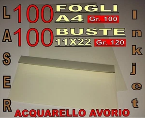 100 FOGLI A4 + BUSTE 11x22 120GR CREMA MILLERIGHE x STAMPANTE INVITI - Foto 1 di 1