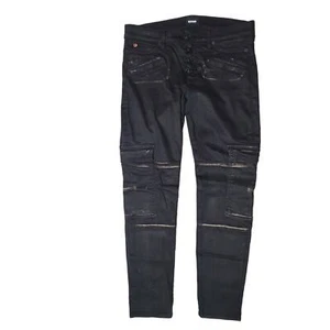 Hudson Nomad Cargo Skinny Zippers Black Distressed Stretchy Button Fly Jeans 30 - Picture 1 of 10