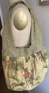 P. Kaufmann Copacabana Monkey Tote Shoulder Bag Soft Canvas Animal Print Trim - Picture 1 of 9