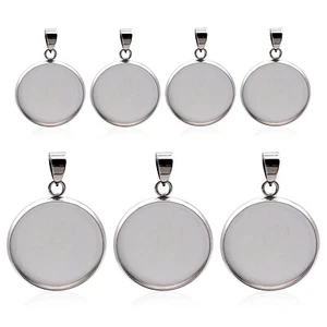 50pz Ciondolo Ciondoli Impostazione Base Cabochon Bianco Acciaio Inox 6/8/10/12/14mm - Foto 1 di 5