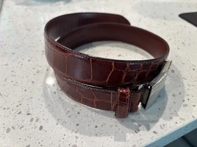Cinturón de cocodrilo americano genuino Ralph Lauren, hebilla de plata de ley, talla 30 Foto 1 de 4
