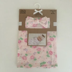 NEW (0-3M) Swaddle Blanket and Headband Set Floral Baby Gift | Baby Essentials - Picture 1 of 4