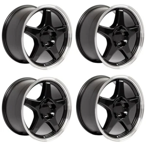 Set 4 17" OE Wheels CV01 Black Machined Lip 17x11 Wheels 5x4.75 50mm Replica Rim - Picture 1 of 8