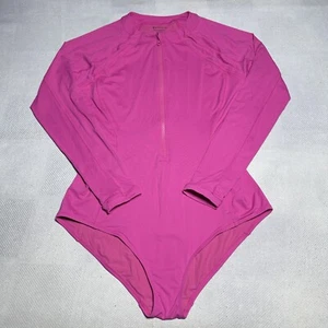 Athleta Sun Shield One Piece Rashguard 1/2 Zip Long Sleeve Swimsuit Womens Large - Picture 1 of 19