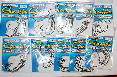 10 packs gamakatsu offset shank senko worm hook ewg 2/0 extra wide gap 58412