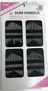 80 Needles Household Silver Eye Sewing Needles NEW - Picture 1 of 3
