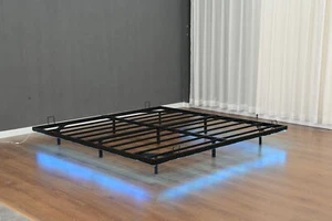 King Size Floating Bed Frame W/LED Lights Metal Platform Bed Metal Slats Support - Picture 1 of 16