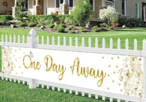 Gold Romantic Banner for Wedding Rehearsal Dinner Party 9.8ft x 1.6ft Durable... - Picture 1 of 2