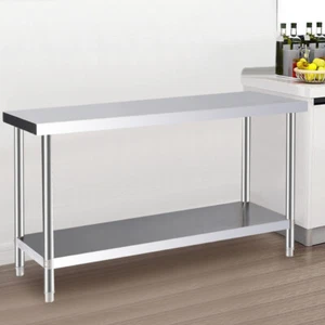Commercial Stainless Steel Kitchen Catering Food Prep Work Table Bench w/ Shelf - Picture 1 of 10