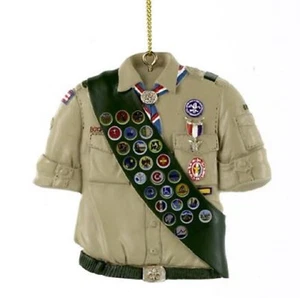 Kurt Adler BS2145 Boy Scouts Of America Shirt With Sash Ornament Tan - Picture 1 of 1