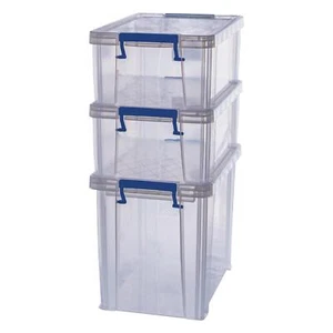 3 BANKERS BOX 2x10L 1x18.5L Plastic Storage Box with Lid Strong Stackable Box - Picture 1 of 12