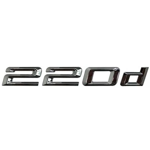 Emblema distintivo bagagliaio posteriore numero lettera piatta auto cromato argento 220d per BMW - Foto 1 di 1