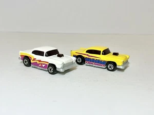 Chevy Bel Air 1978 Hot Wheels Set '55 blanco rosa y amarillo base de plástico vintage - Imagen 1 de 8